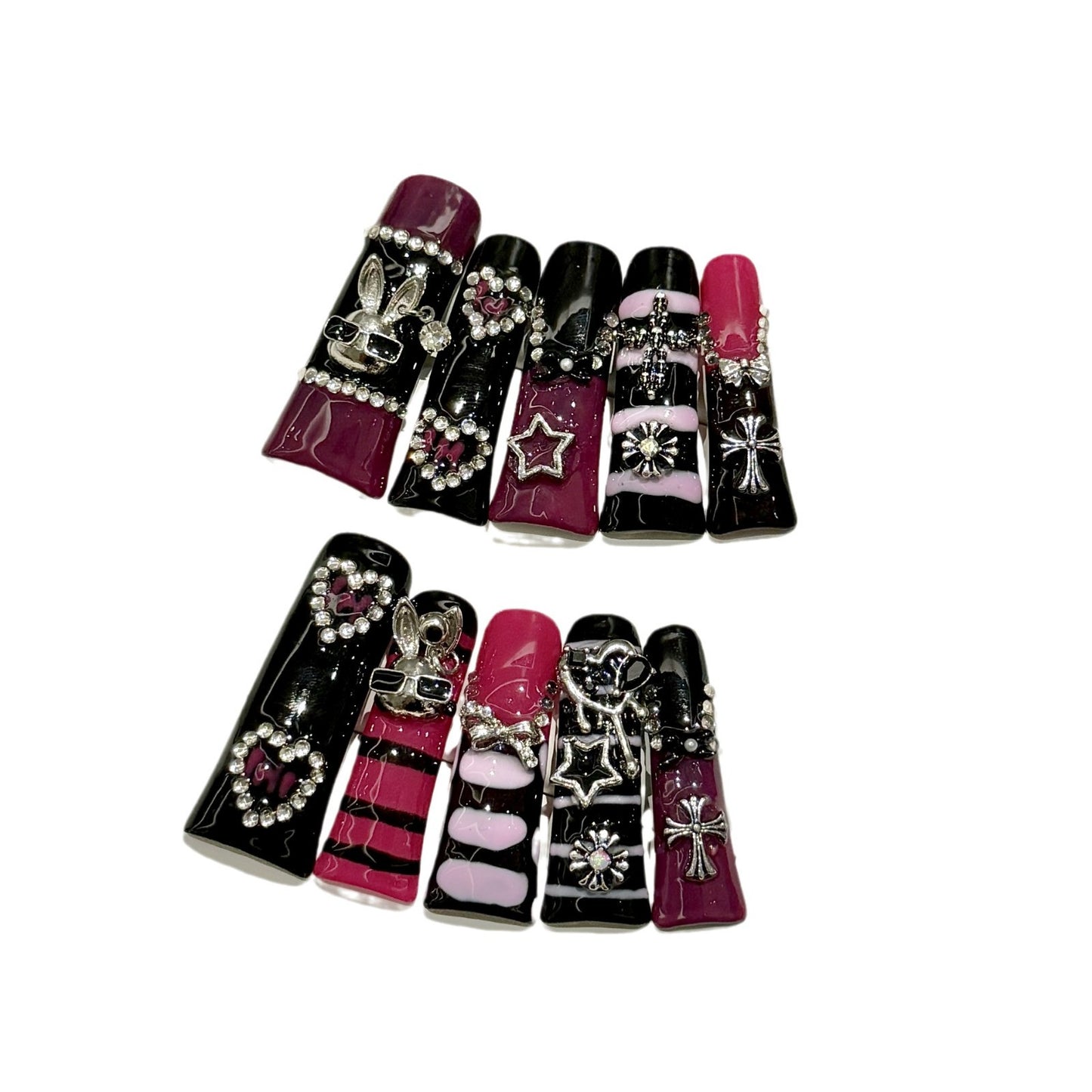 2109-Artisan Hand-Painted Duck Nails | Christmas Santa & Snowman Holiday Press Ons | 100% Handmade Festive Nails