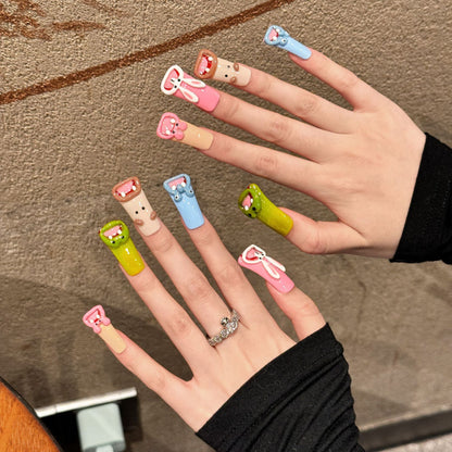 2213-Artisan 3D Duck Nails | Hand-Sculpted Funny Screaming Animals | Ugly-Cute Cartoon Press Ons
